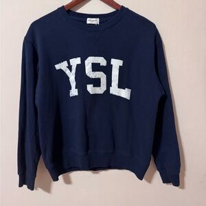 Saint Laurent Dark Blue Sweatshirt with White Logo
